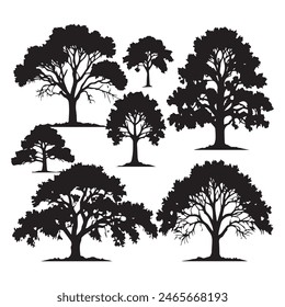 Set of plant and tree silhouette