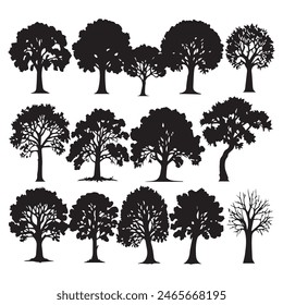 Set of plant and tree silhouette