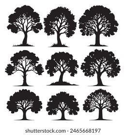 Set of plant and tree silhouette
