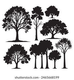 Set of plant and tree silhouette