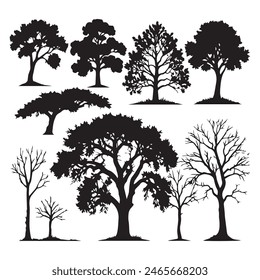 Set of plant and tree silhouette