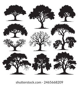 Set of plant and tree silhouette