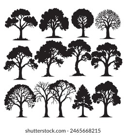 Set of plant and tree silhouette