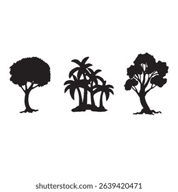 Set of plant and tree silhouette