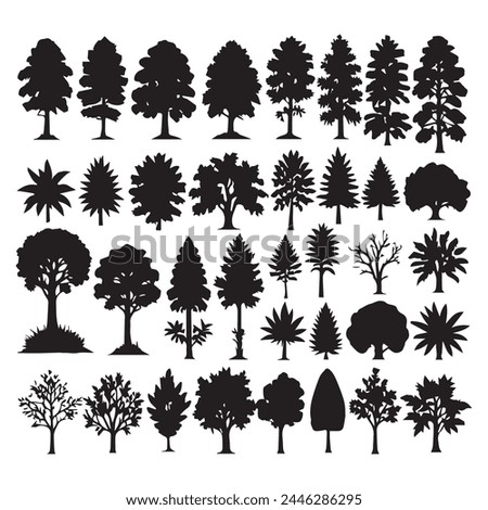Set of plant and tree silhouette