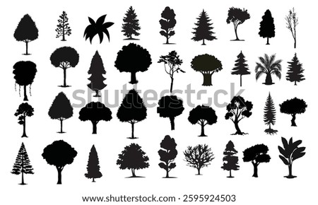 Set of plant and tree silhouette Set of plant and tree silhouette
