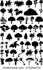 Set of plant and tree silhouette illustration