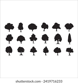 Set of plant and tree silhouette illustration