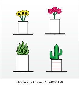 set of plant vector. flat illustration of flower