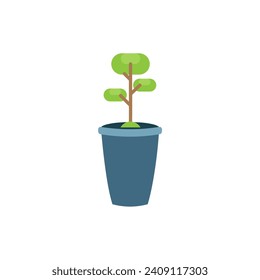 conjunto de plantas en un florero azul aislado