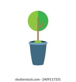 set of plants in a blue flower vase isolated