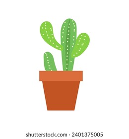 set of plants with brown pots vector