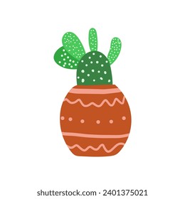 set of plants with brown pots vector