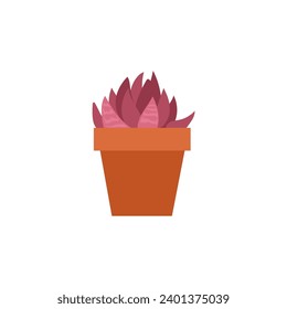 set of plants with brown pots vector