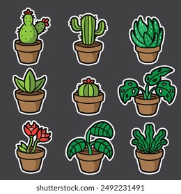 set of plants decoration good for sticker, element design, icons, etc