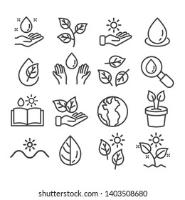 Set of plants icons isolated. Growing plants concept. Modern outline on white background