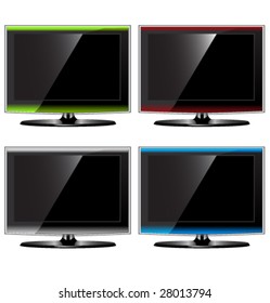 Set of plasma LCD TV display. Vector.