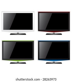 Set of plasma LCD TV display. Vector.