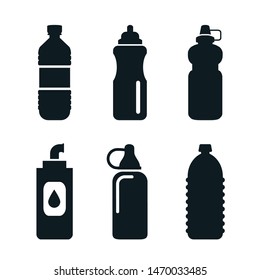Set of plastic bottle icons isolated on white background - stock vector