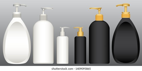 Set of plastic bottle with pump valve graphic vector