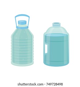 Set Plastic bottle of pure water, different bottle design vector illustration in cartoon style.