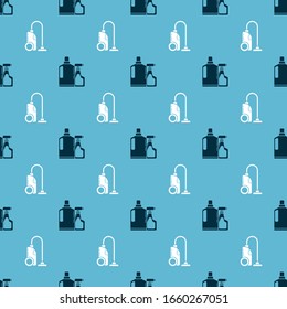 Set Plastic bottles for liquid dishwashing liquid and Vacuum cleaner  on seamless pattern. Vector