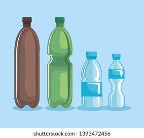 set of plastic bottles and toxic waste