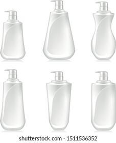 Set of plastic container for cosmetic product. Realistic vector mockup.