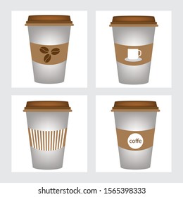 Set of plastic containers of coffee. Isolated mock up on a white background