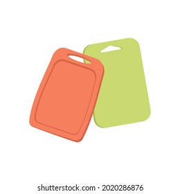 A set of plastic cutting boards. Kitchen item for cooking and cutting food