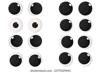 Set with plastic eyes. Cute and funny eyeballs. Flat isolated illustration.
