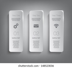 Set of plastic glossy banners template with shiny lights for business design, infographics, reports, number options, step presentation or workflow layout. Clean and modern style