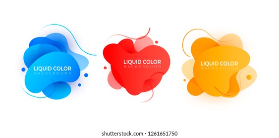 Set of plastic liquid gradient waves. Modern abstract pattern. Fluid design