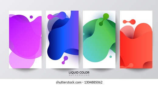 Set of plastic liquid gradient waves fluid  banners. Dynamic plastic liquid gradient waves 