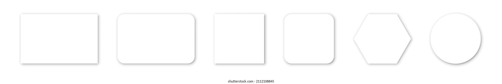 Juego de tarjetas blancas de plástico o papel para tu diseño. Puede usar para crédito, visita, regalo, tarjeta de visita. 3D Representado. Aislado sobre fondo blanco. Pasos 10