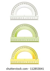 Set of plastic protractors with different colors