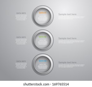 Set of plastic ring banners over gray background for business design, reports, number options, infographics, step presentation, websites, progress or workflow layout. Clean and modern style