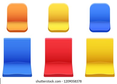 Set of plastic stadium seats. Sample model Equipment for sport arena and stadium. Vector illustration isolated on background.