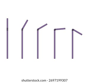 Conjunto de icono de paja de plástico, símbolo de equipo de bebida de tubo de fiesta, Ilustración vectorial .