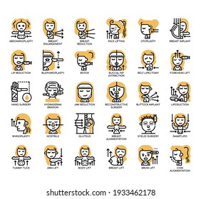 Set of Plastic surgery thin line and pixel perfect icons for any web and app project. 