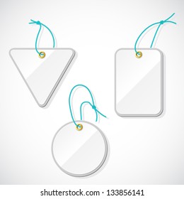 Set of plastic tags on the rope.