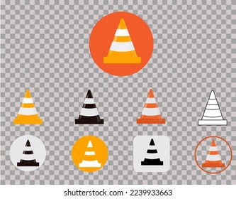 Set of  plastic traffic cones icon