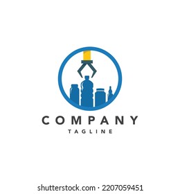 Set Of Plastic Water Bottle Manufacture Production Company Logo Template.