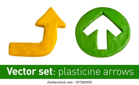 Set of plasticine arrows for your design. Vector illustration.