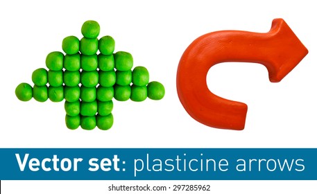 Set of plasticine arrows for your design. Vector illustration.