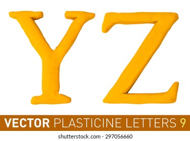 Set of plasticine letters of english alphabet. Vector illustration.