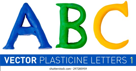 Set of plasticine letters of english alphabet. Vector illustration.