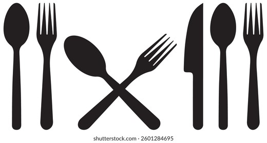Set of Plate, fork and knife icon set, Food icons set, plate, fork, knife and spoon, icon set. vector illustrasion.