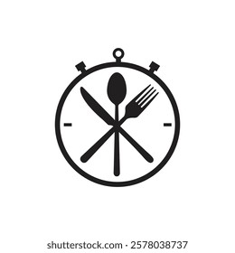 Set plate, fork and knife icons, stock vector template