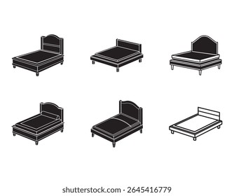 set of platform bed icon silhouette vector illustration

